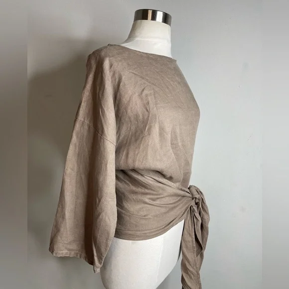 MIRANDA BENNETT STUDIO LINEN WRAP TOP - Picture 4 of 9